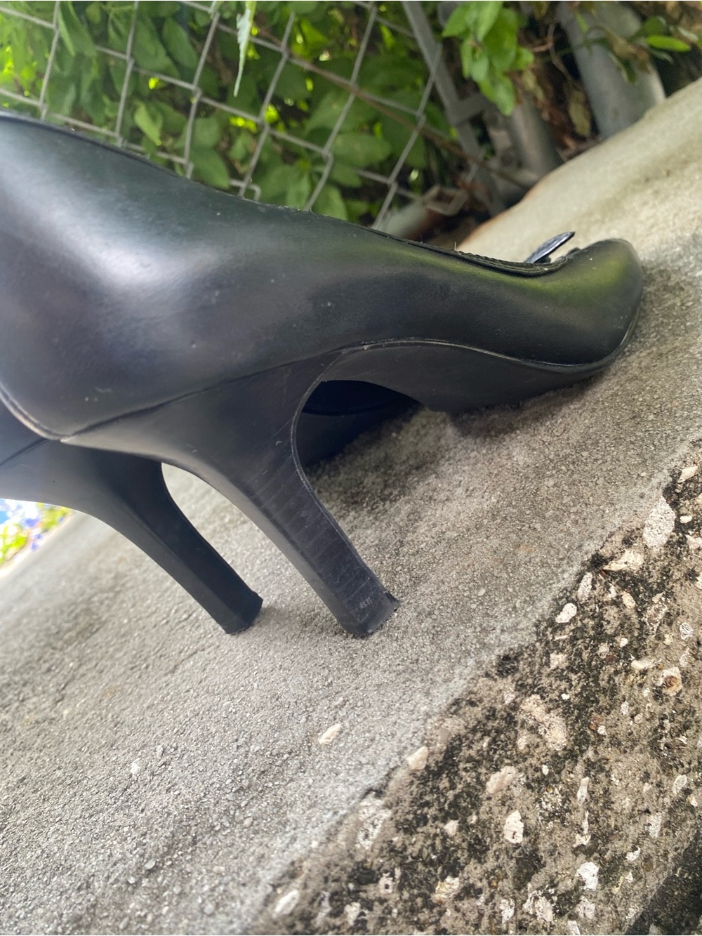 Maripe Black Peep-Toe Leather Heels - Picture 7 of 13
